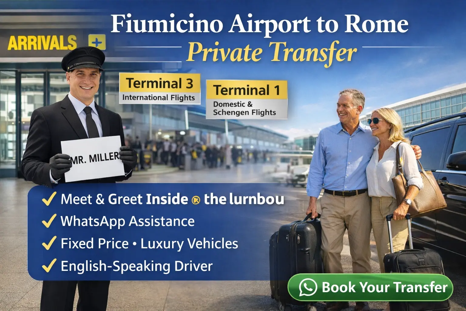 Fiumicino Airport to Rome Private Transfer