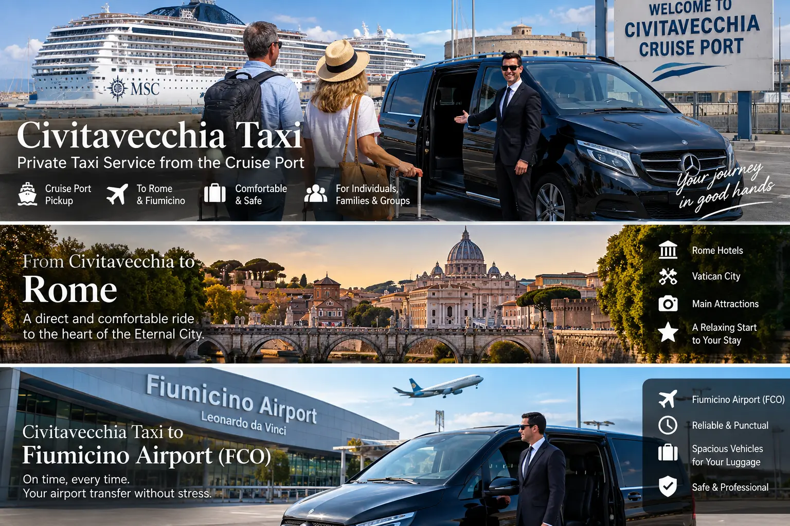 Civitavecchia Taxi Cruise Port Rome Fiumicino